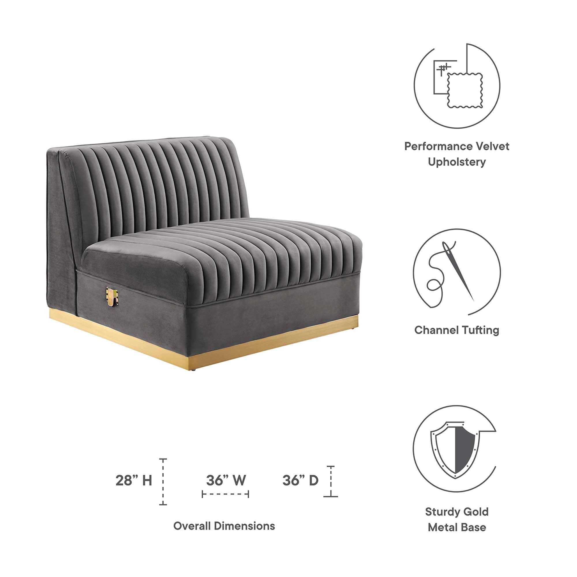 Sanguine 7-Piece Channel Tufted Performance Velvet Right-Facing Modular Sectional Sofa