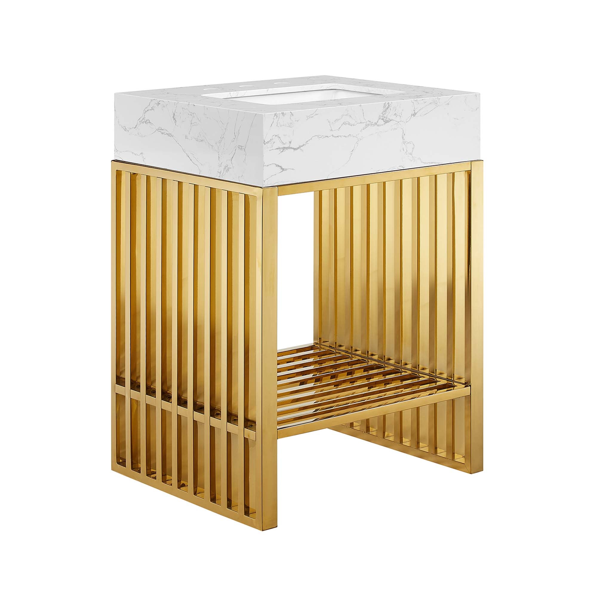 Gridiron Bathroom Vanity Basin Included - EEI-6103-WHI-GLD