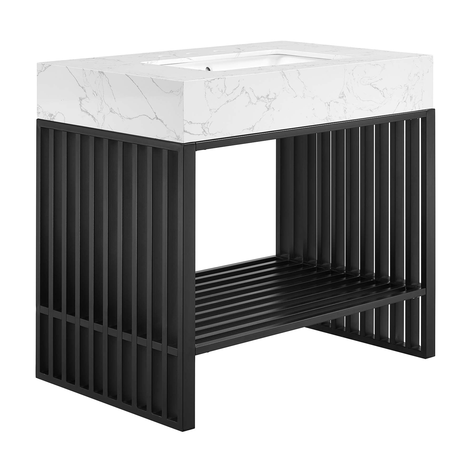 Gridiron Bathroom Vanity Basin Included - EEI-6108-WHI-BLK