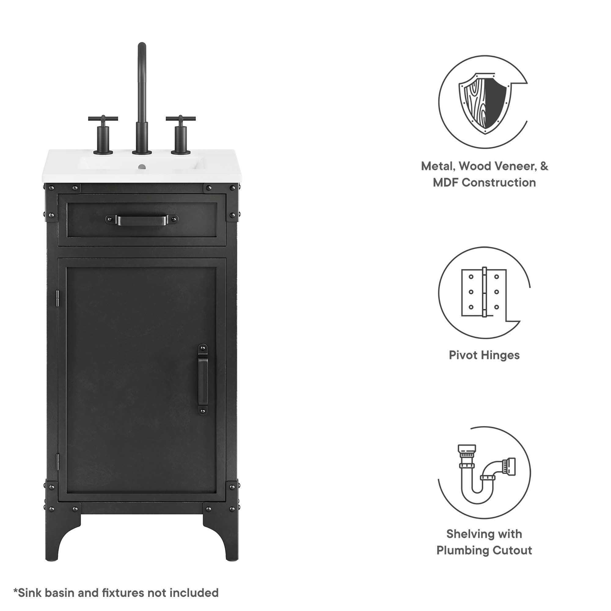 Steamforge Bathroom Cabinet Basin Not Included