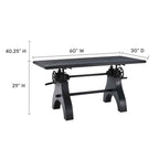 Genuine 96" Crank Adjustable Height Dining and Conference Table