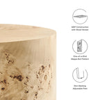 Cosmos 16" Round Burl Wood Side Table