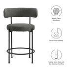 Albie Boucle Fabric Counter Stools - Set of 2