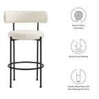 Albie Boucle Fabric Bar Stools - Set of 2