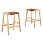 Saoirse Faux Leather Wood Counter Stool - Set of 2