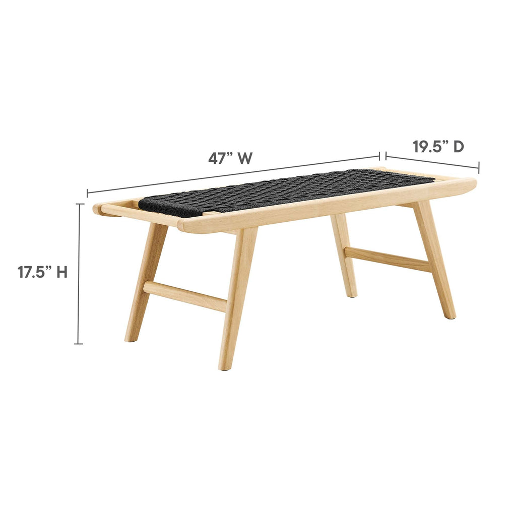 Saoirse 47" Woven Rope Wood Bench