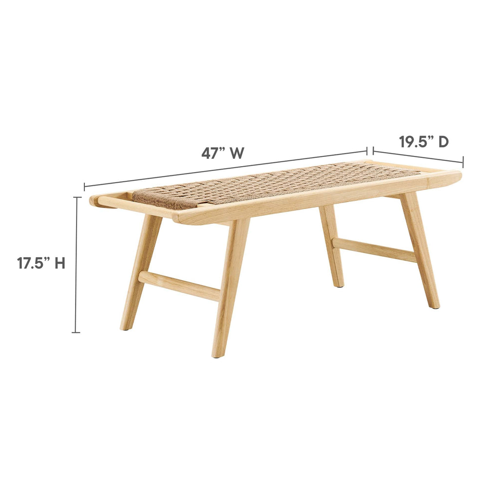 Saoirse 47" Woven Rope Wood Bench