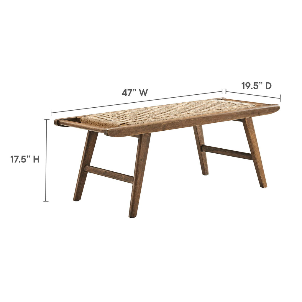 Saoirse 47" Woven Rope Wood Bench