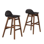 Juno Vegan Leather Wood Bar Stool - Set of 2