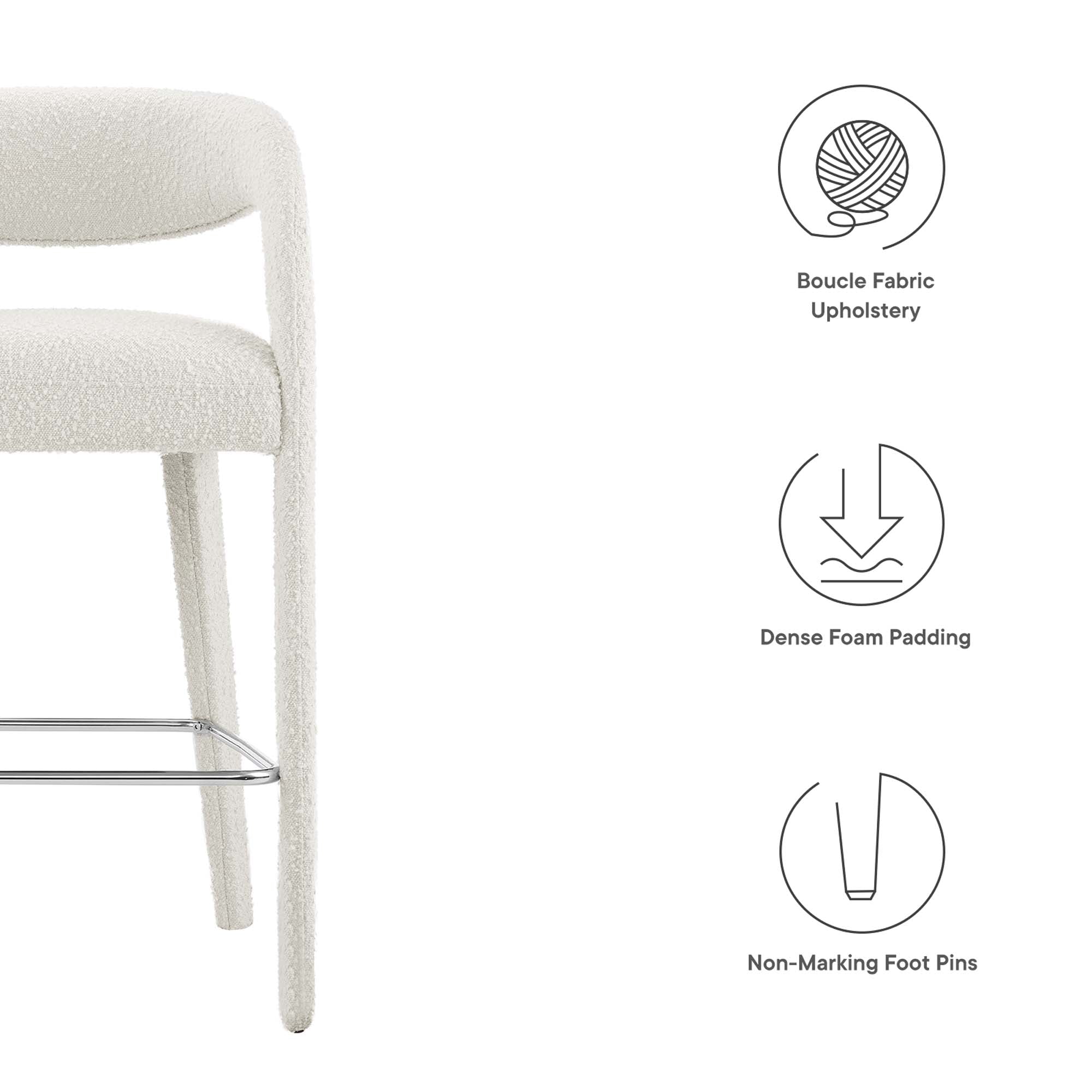 Pinnacle Boucle Upholstered Bar Stool Set of 2