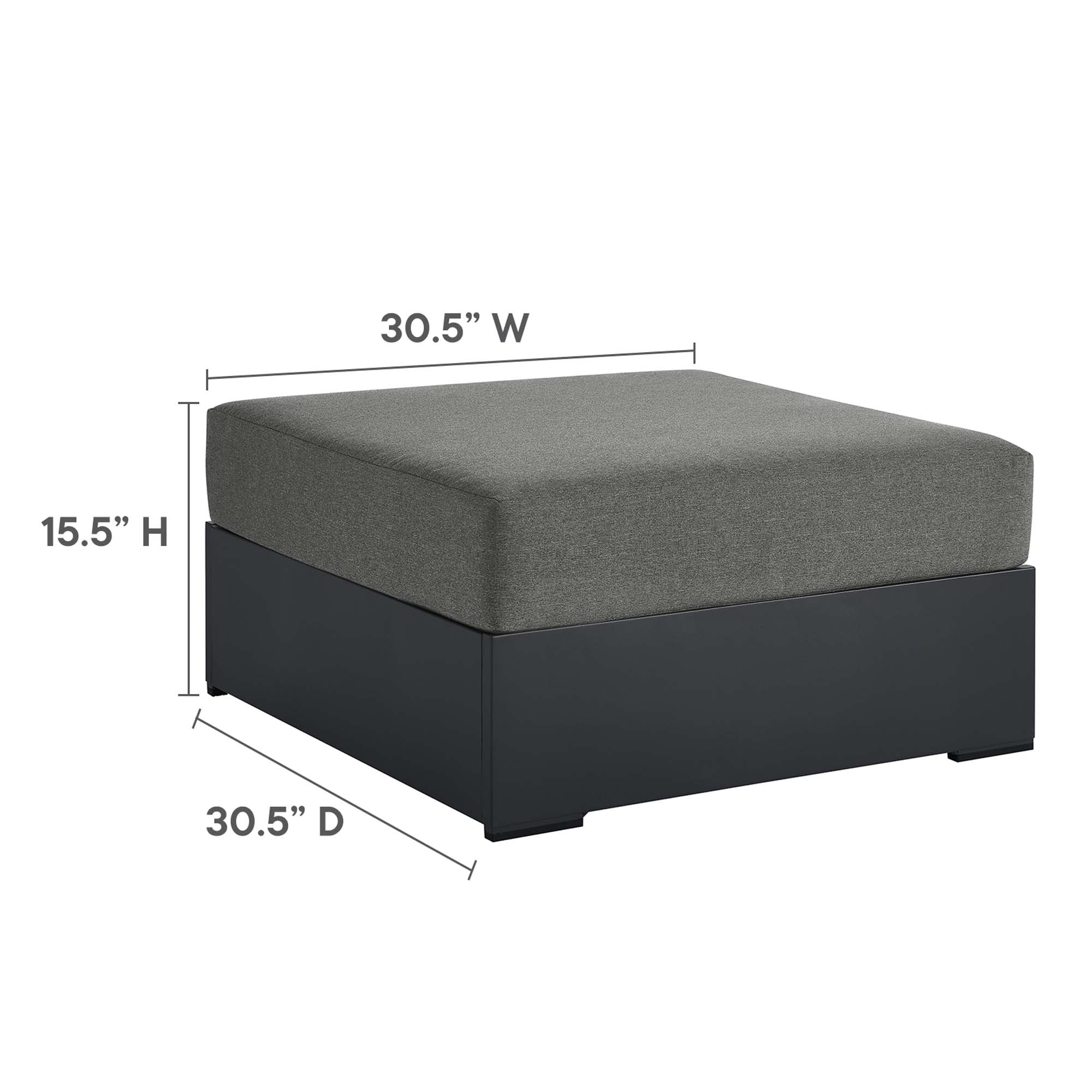modern Outdoor Patio Powder-Coated Aluminum Ottoman