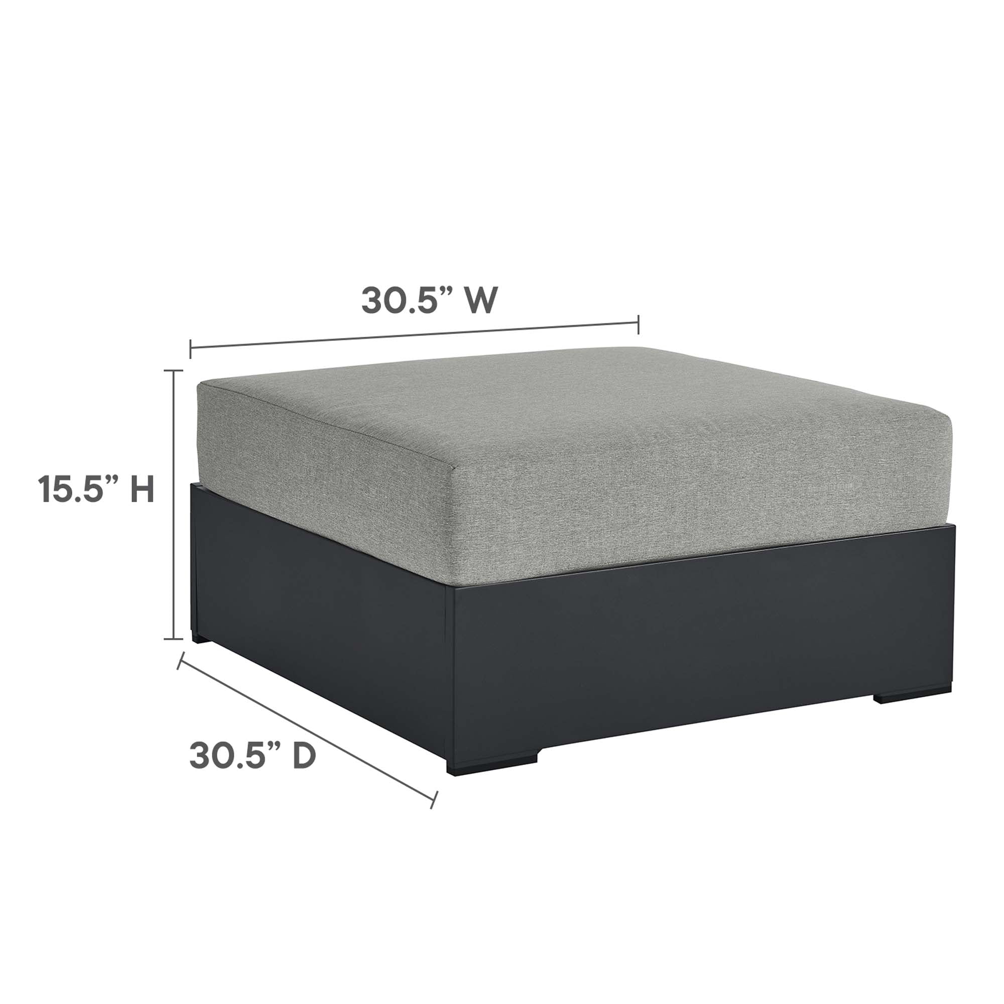 modern Outdoor Patio Powder-Coated Aluminum Ottoman