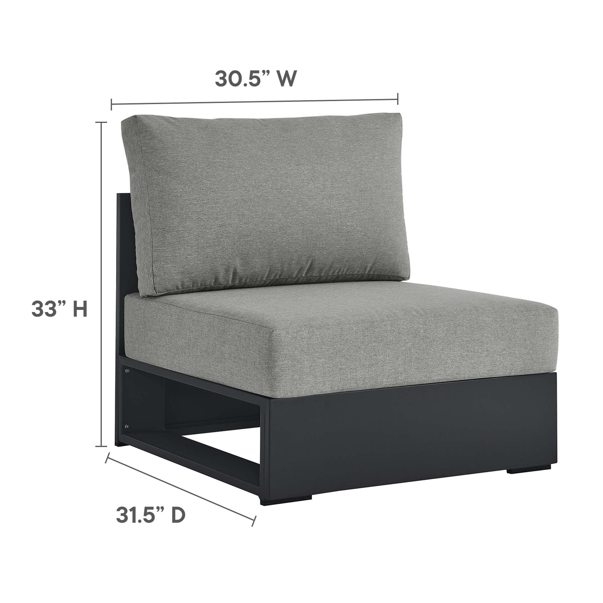 modern Outdoor Patio Powder-Coated Aluminum Modular Armless Chair