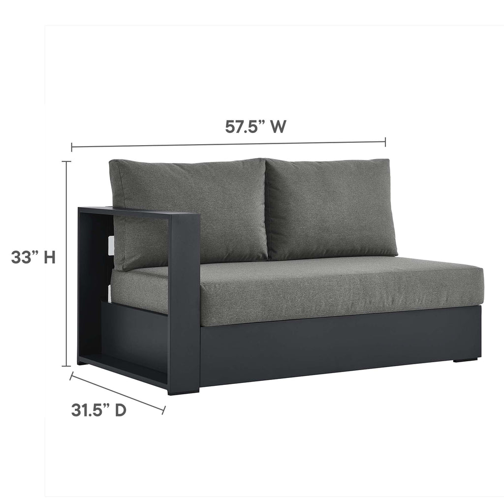 modern Outdoor Patio Powder-Coated Aluminum Modular Left-Facing Loveseat