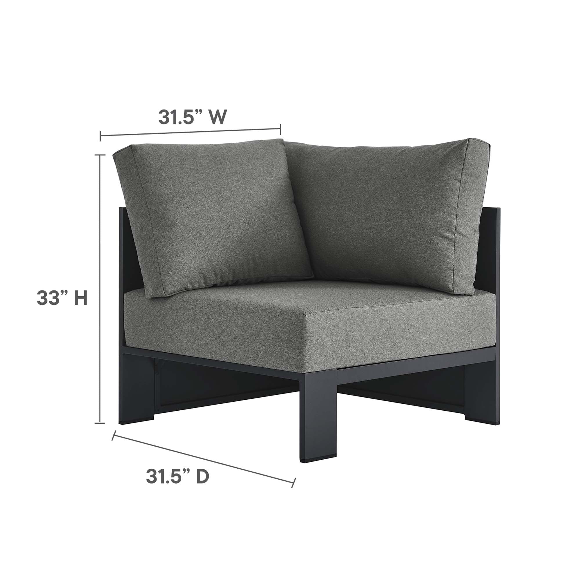 modern Outdoor Patio Powder-Coated Aluminum Modular Corner Chair