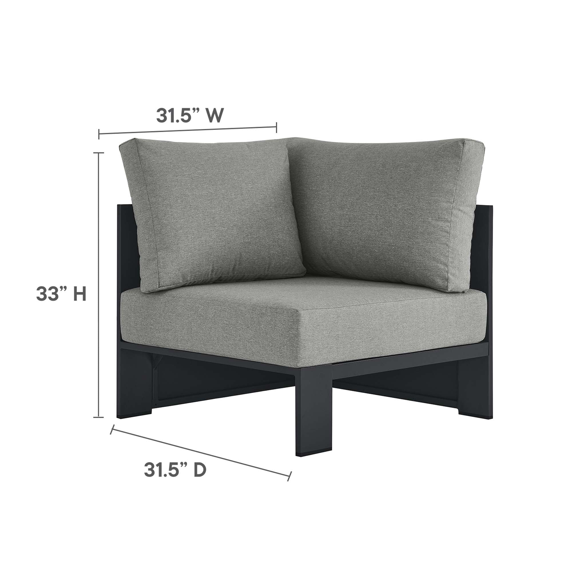 modern Outdoor Patio Powder-Coated Aluminum Modular Corner Chair
