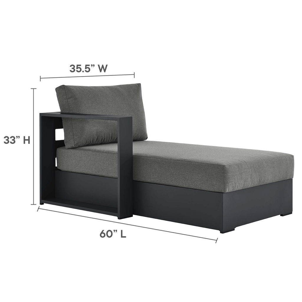 modern Outdoor Patio Powder-Coated Aluminum Modular Left-Facing Chaise Lounge