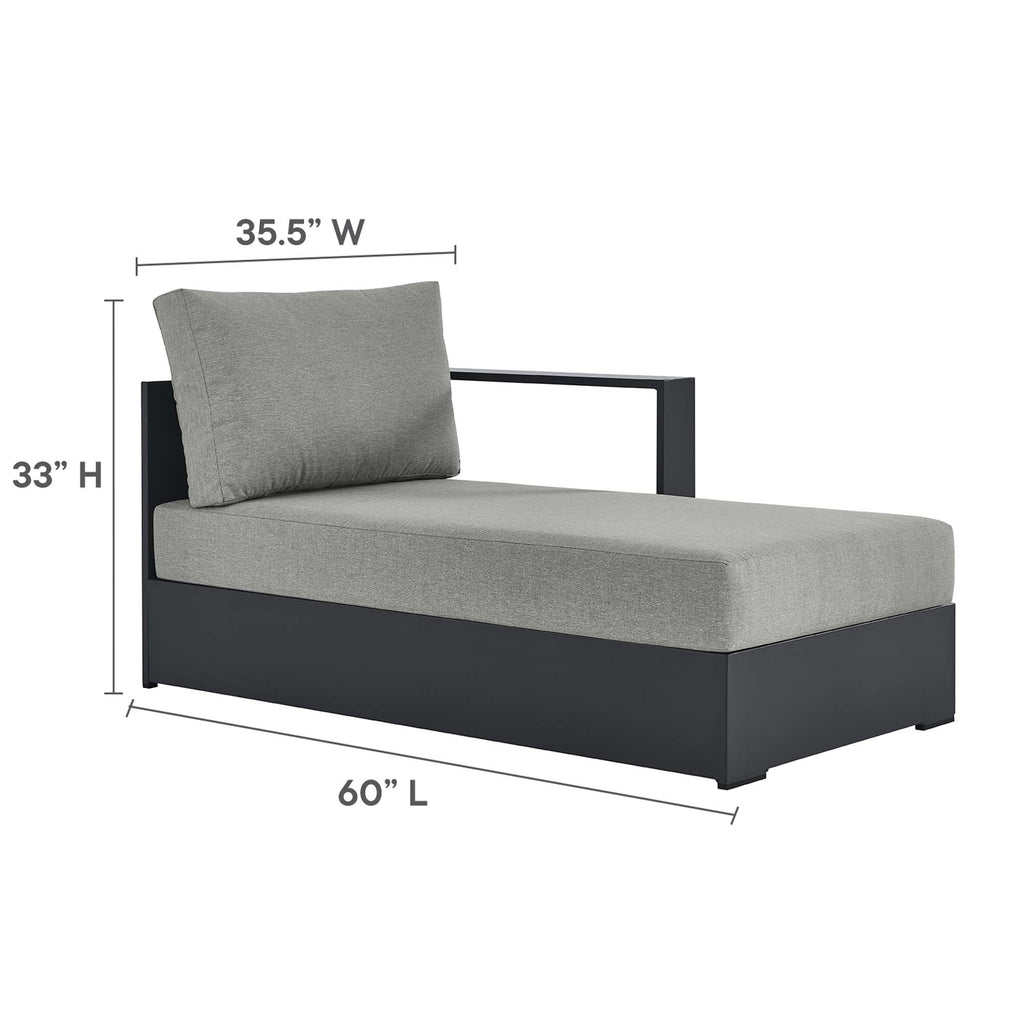 modern Outdoor Patio Powder-Coated Aluminum Modular Right-Facing Chaise Lounge