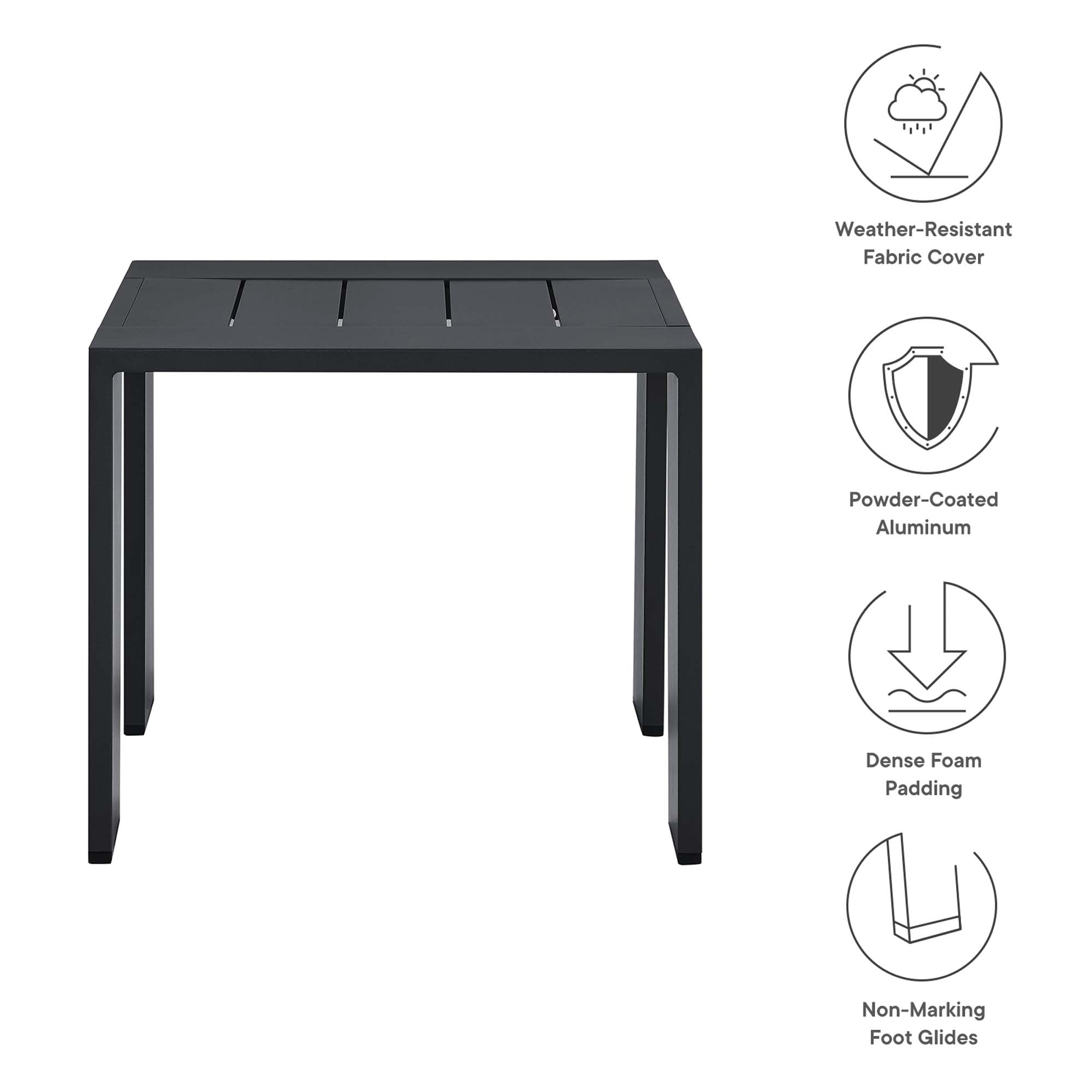 modern Outdoor Patio Powder-Coated Aluminum End Table