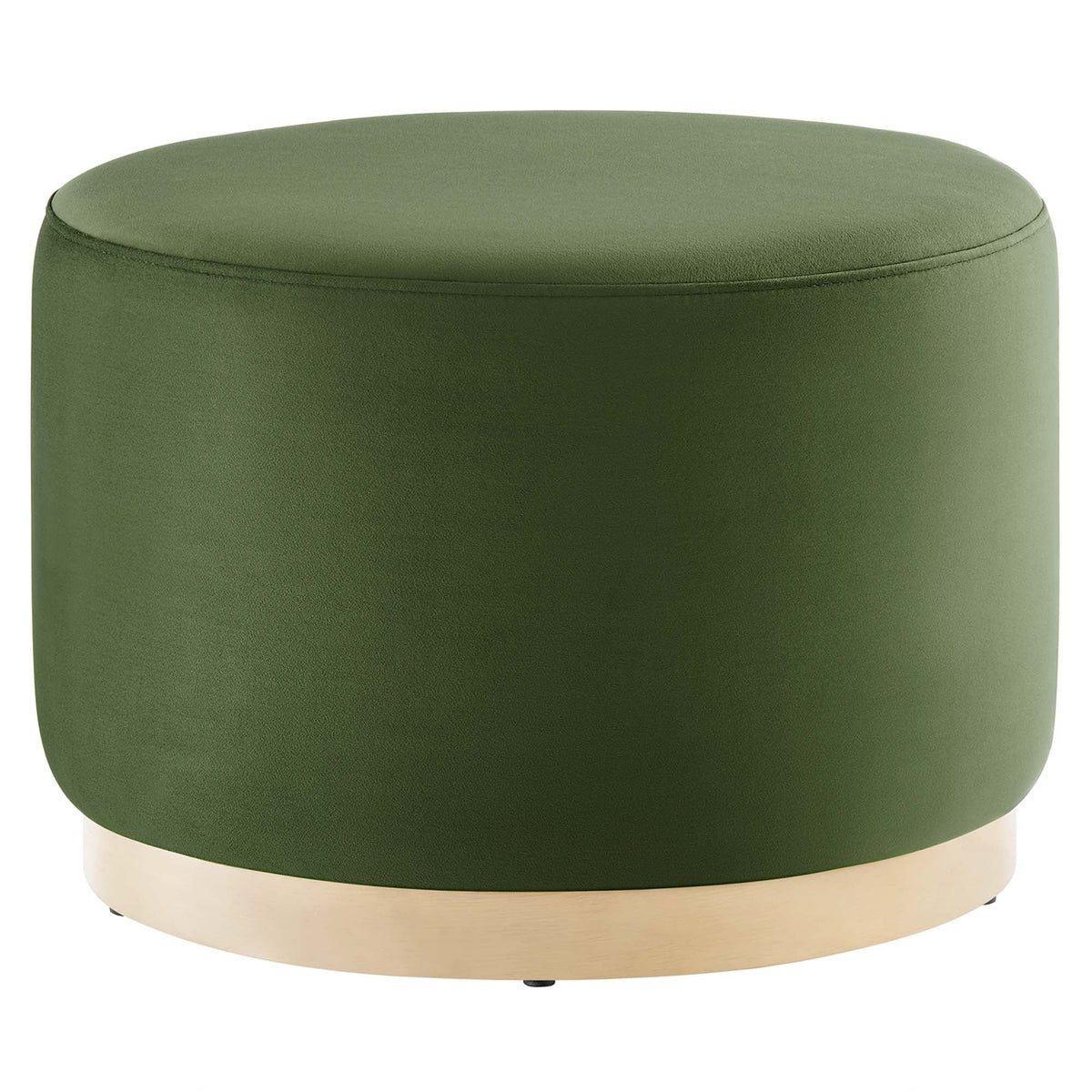 Tilden Large 23" Round Performance Velvet Upholstered Ottoman — EEI-6646-MOG-NAT