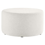 Callum Large 29" Round Woven Heathered Fabric Upholstered Ottoman