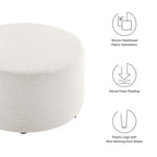 Callum Large 29" Round Woven Heathered Fabric Upholstered Ottoman