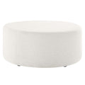 Callum Large 38" Round Woven Heathered Fabric Upholstered Ottoman