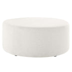 Callum Large 38" Round Woven Heathered Fabric Upholstered Ottoman