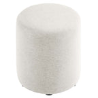Callum 16" Round Woven Heathered Fabric Upholstered Ottoman