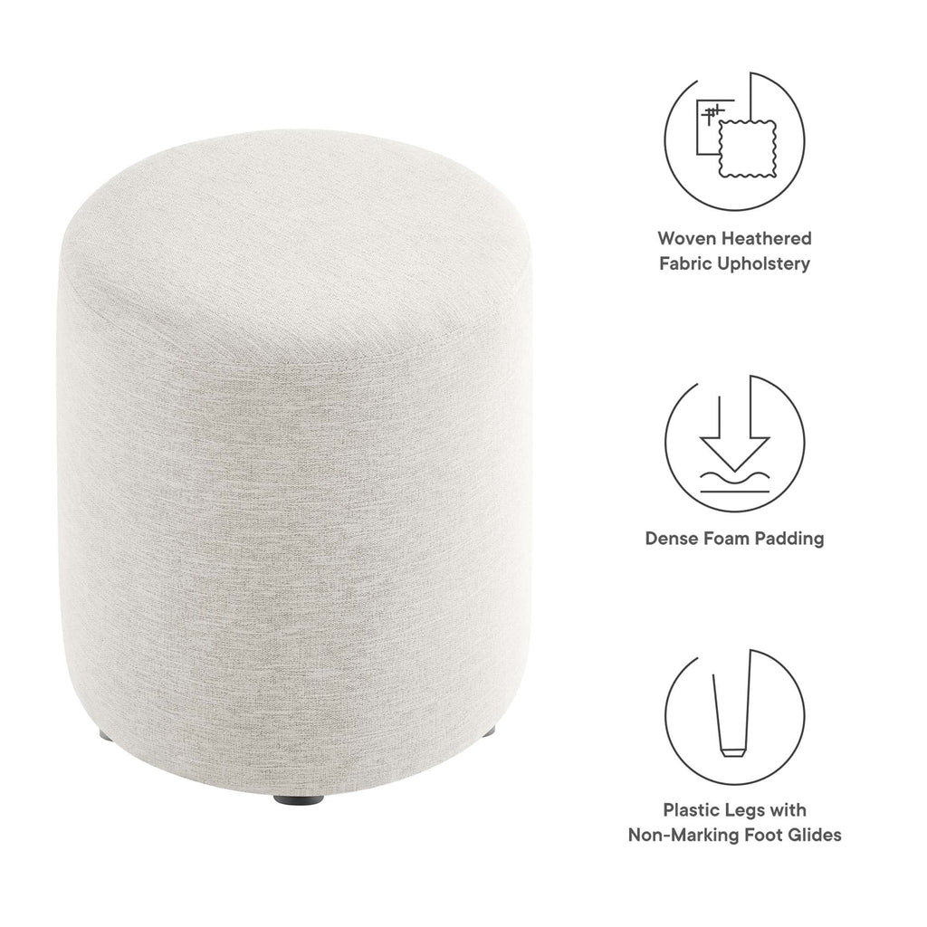 Callum 16" Round Woven Heathered Fabric Upholstered Ottoman
