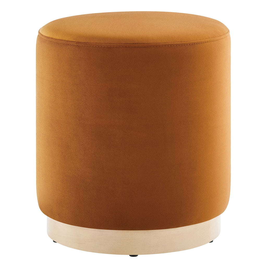 Tilden 16" Round Performance Velvet Upholstered Ottoman — EEI-6652-RUS-NAT