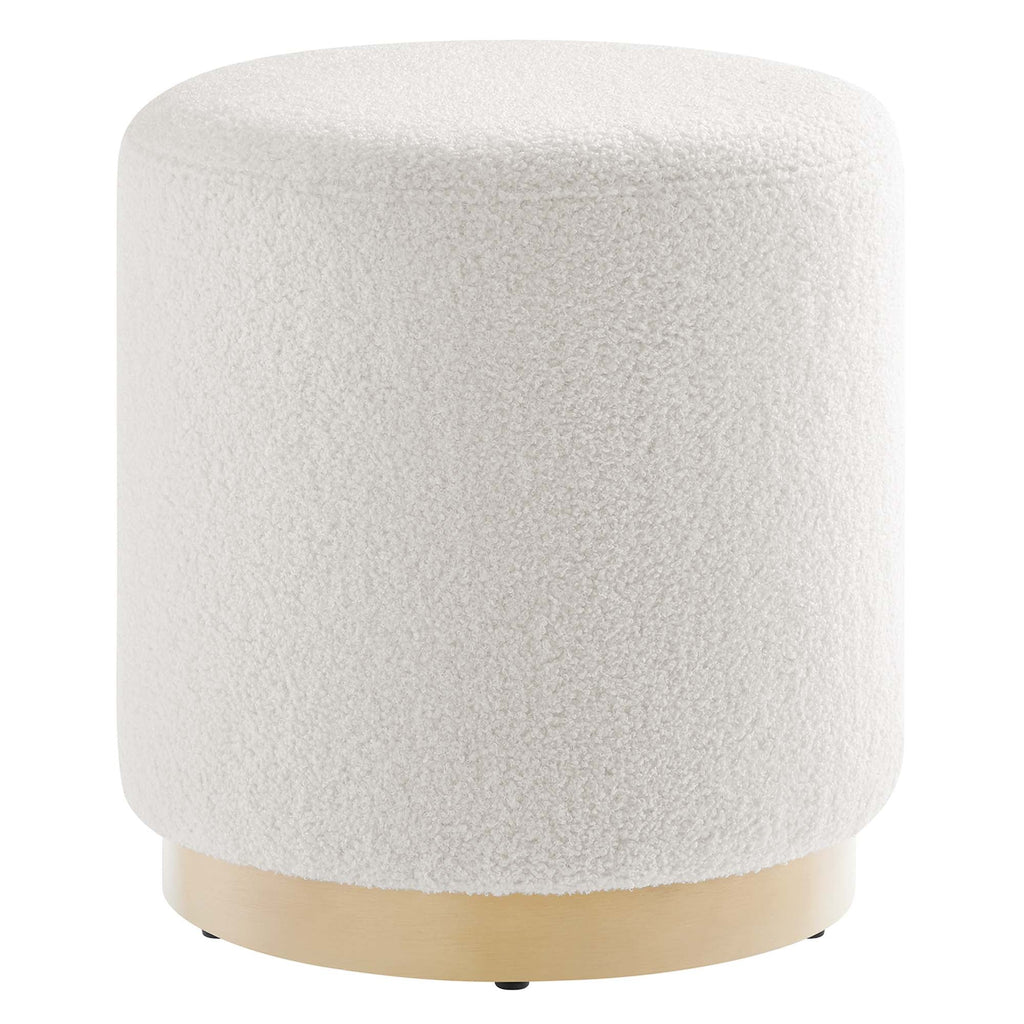 Tilden 16" Round Sherpa Upholstered Ottoman — EEI-6653-IVO-NAT