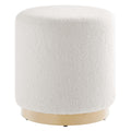 Tilden 16" Round Sherpa Upholstered Ottoman — EEI-6653-IVO-NAT