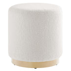 Tilden 16" Round Sherpa Upholstered Ottoman — EEI-6653-IVO-NAT