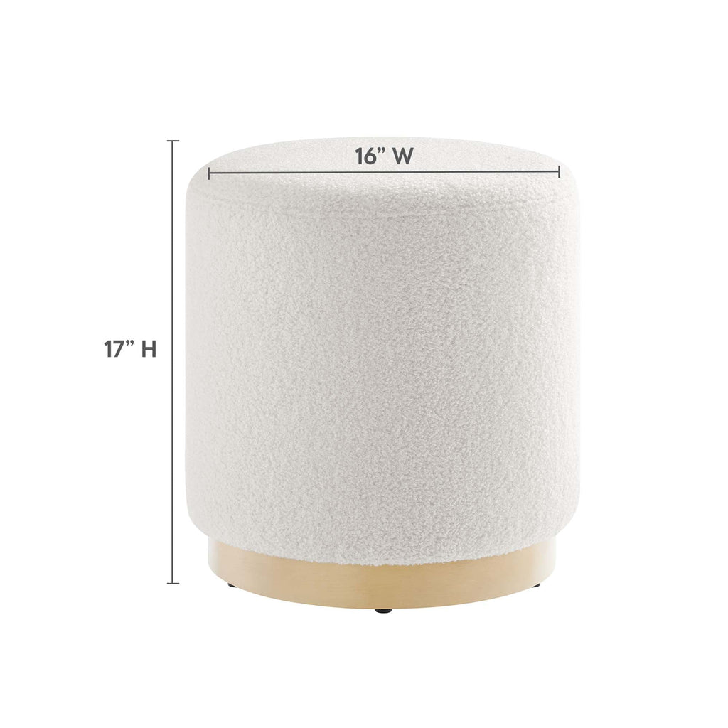 Tilden 16" Round Sherpa Upholstered Ottoman