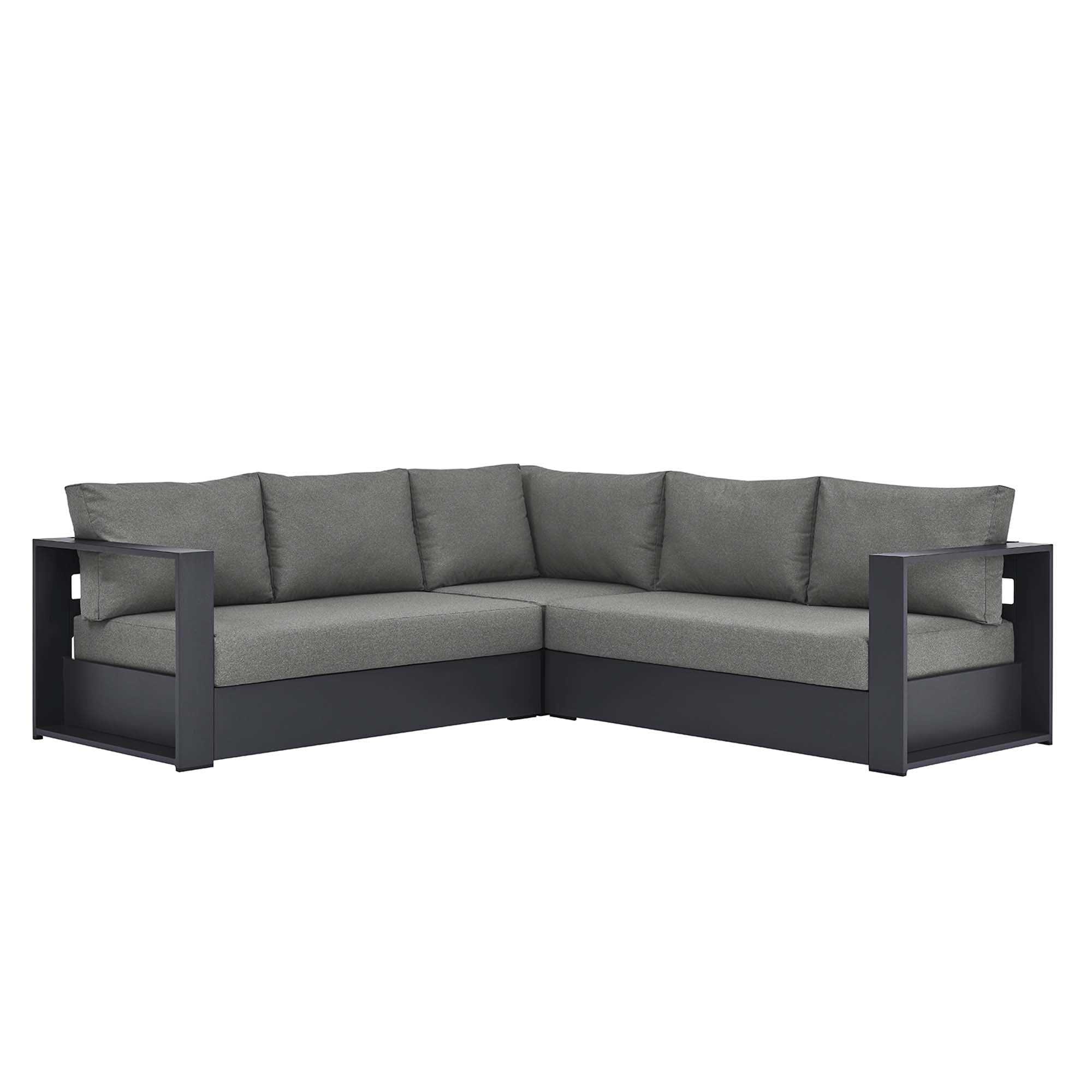 modern 3-Piece Outdoor Patio Powder-Coated Aluminum Sectional Sofa Set