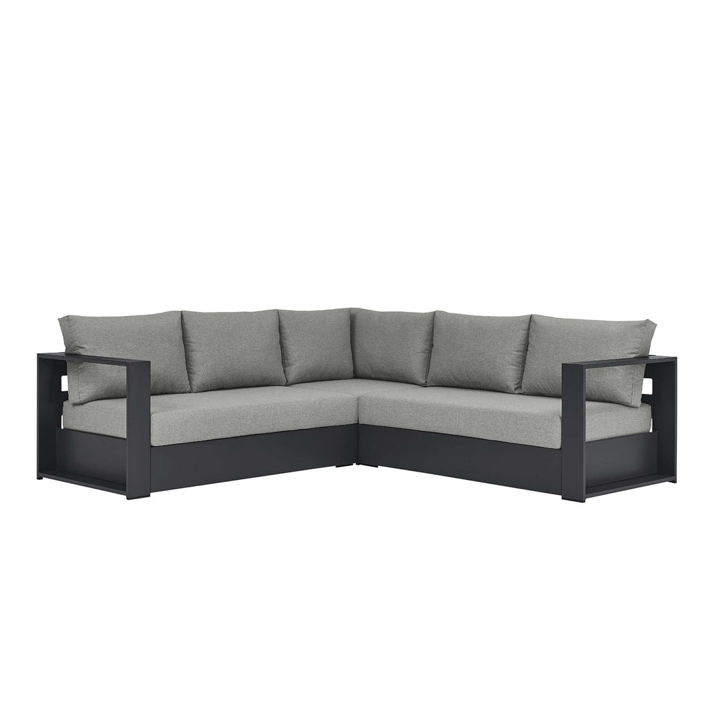 modern 3-Piece Outdoor Patio Powder-Coated Aluminum Sectional Sofa Set