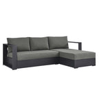 modern 2-Piece Outdoor Patio Powder-Coated Aluminum Right-Facing Chaise Sectional Sofa Set