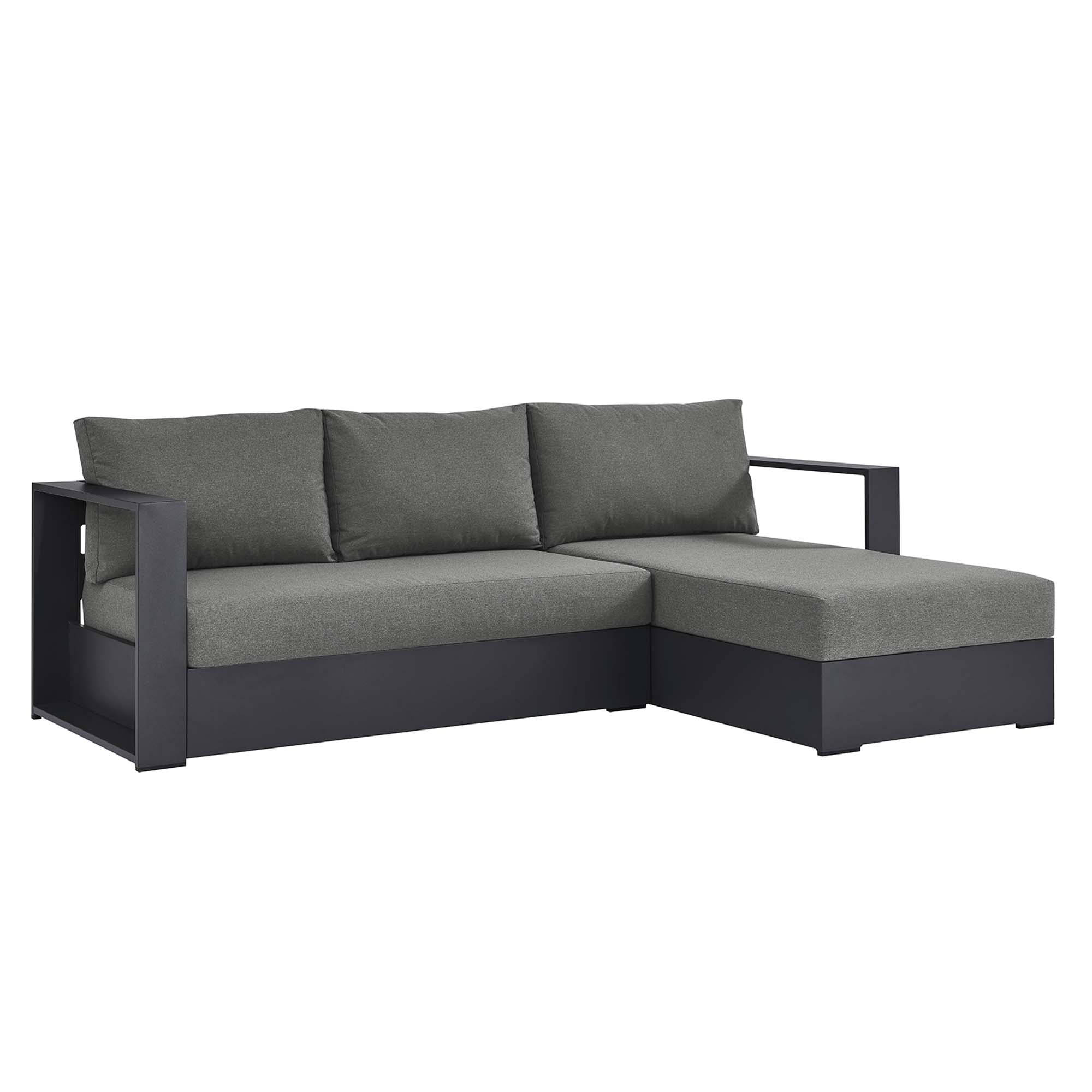 modern 2-Piece Outdoor Patio Powder-Coated Aluminum Right-Facing Chaise Sectional Sofa Set