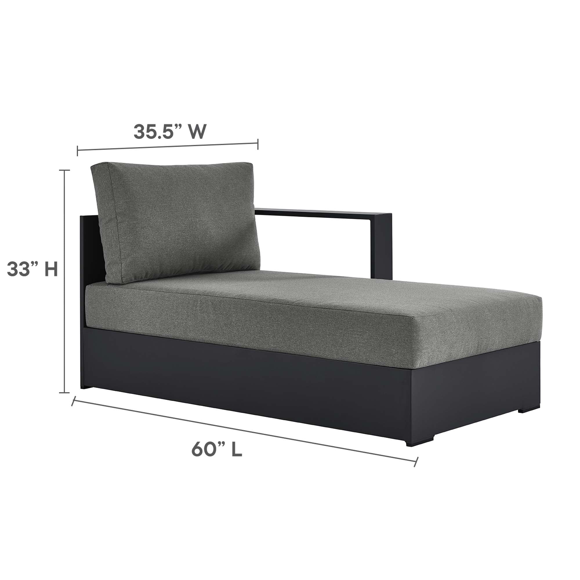 modern 2-Piece Outdoor Patio Powder-Coated Aluminum Right-Facing Chaise Sectional Sofa Set