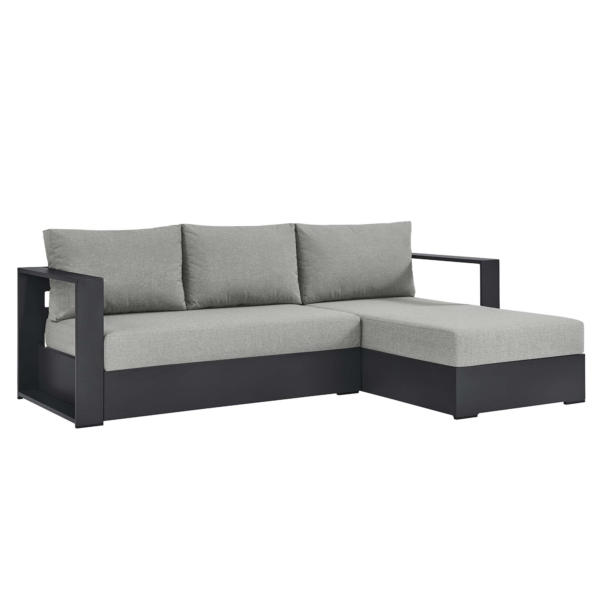 modern 2-Piece Outdoor Patio Powder-Coated Aluminum Right-Facing Chaise Sectional Sofa Set