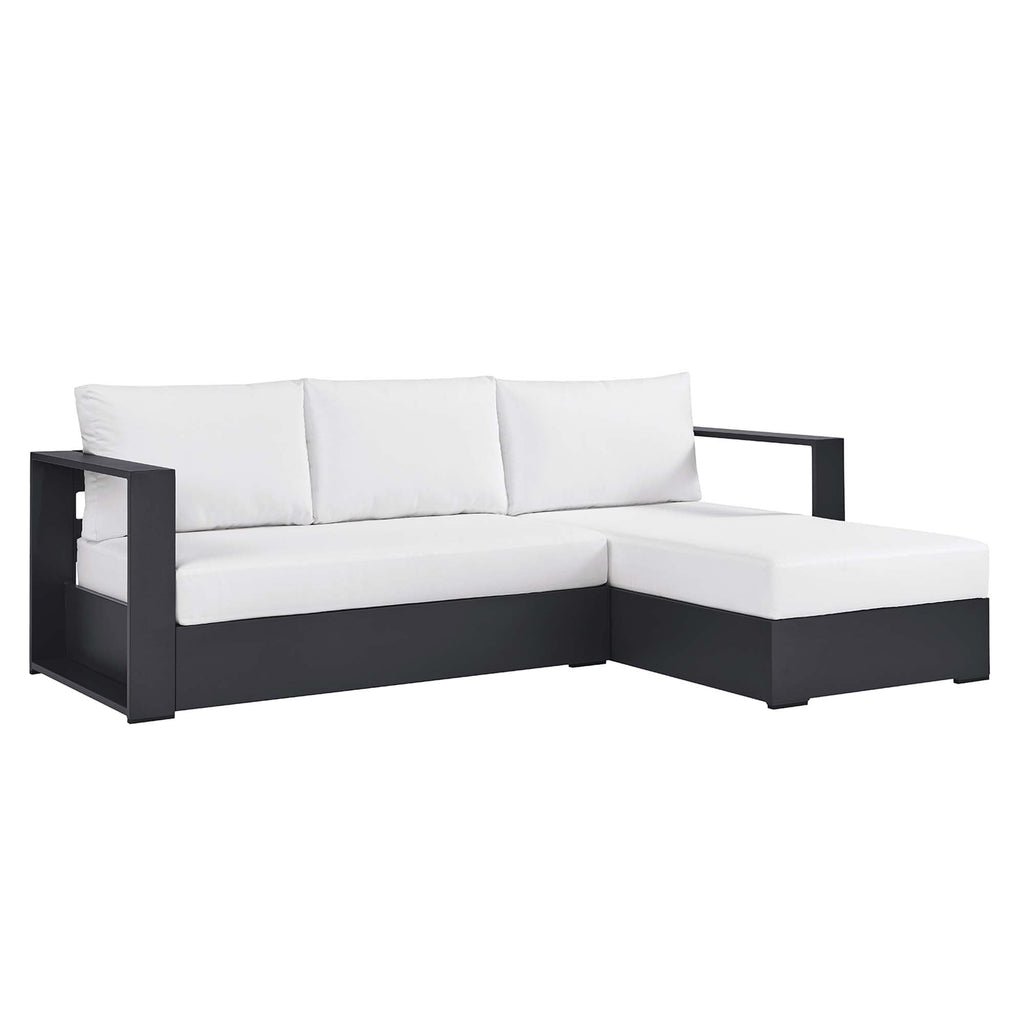 modern 2-Piece Outdoor Patio Powder-Coated Aluminum Right-Facing Chaise Sectional Sofa Set