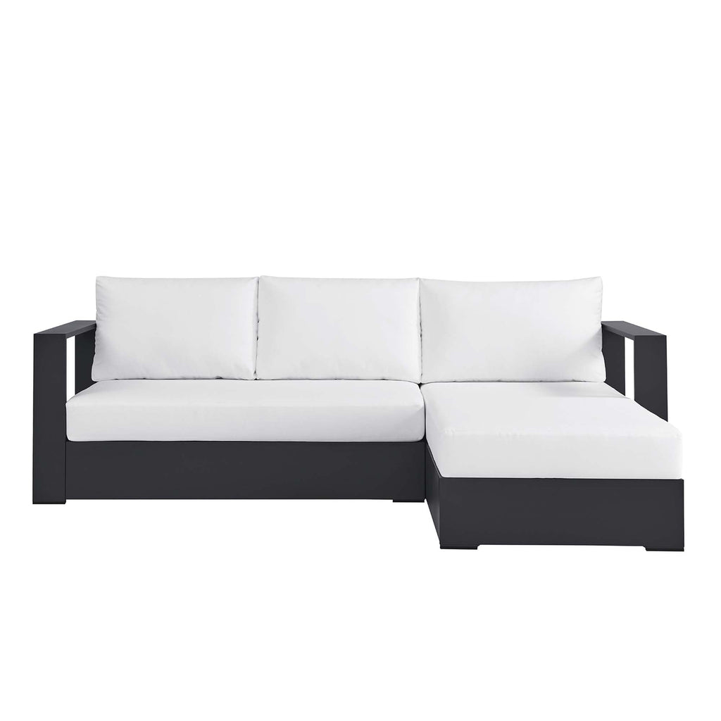 modern 2-Piece Outdoor Patio Powder-Coated Aluminum Right-Facing Chaise Sectional Sofa Set