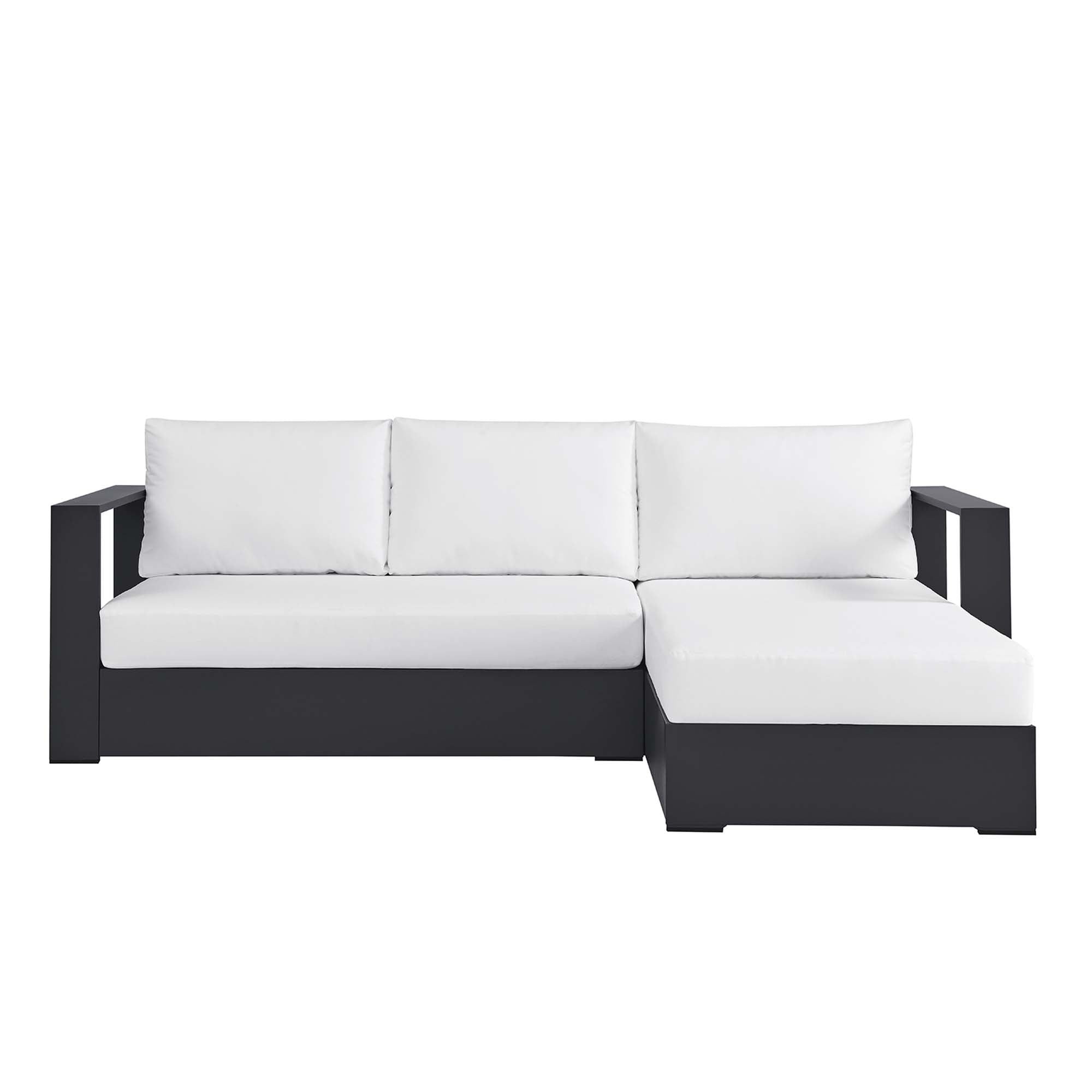 modern 2-Piece Outdoor Patio Powder-Coated Aluminum Right-Facing Chaise Sectional Sofa Set