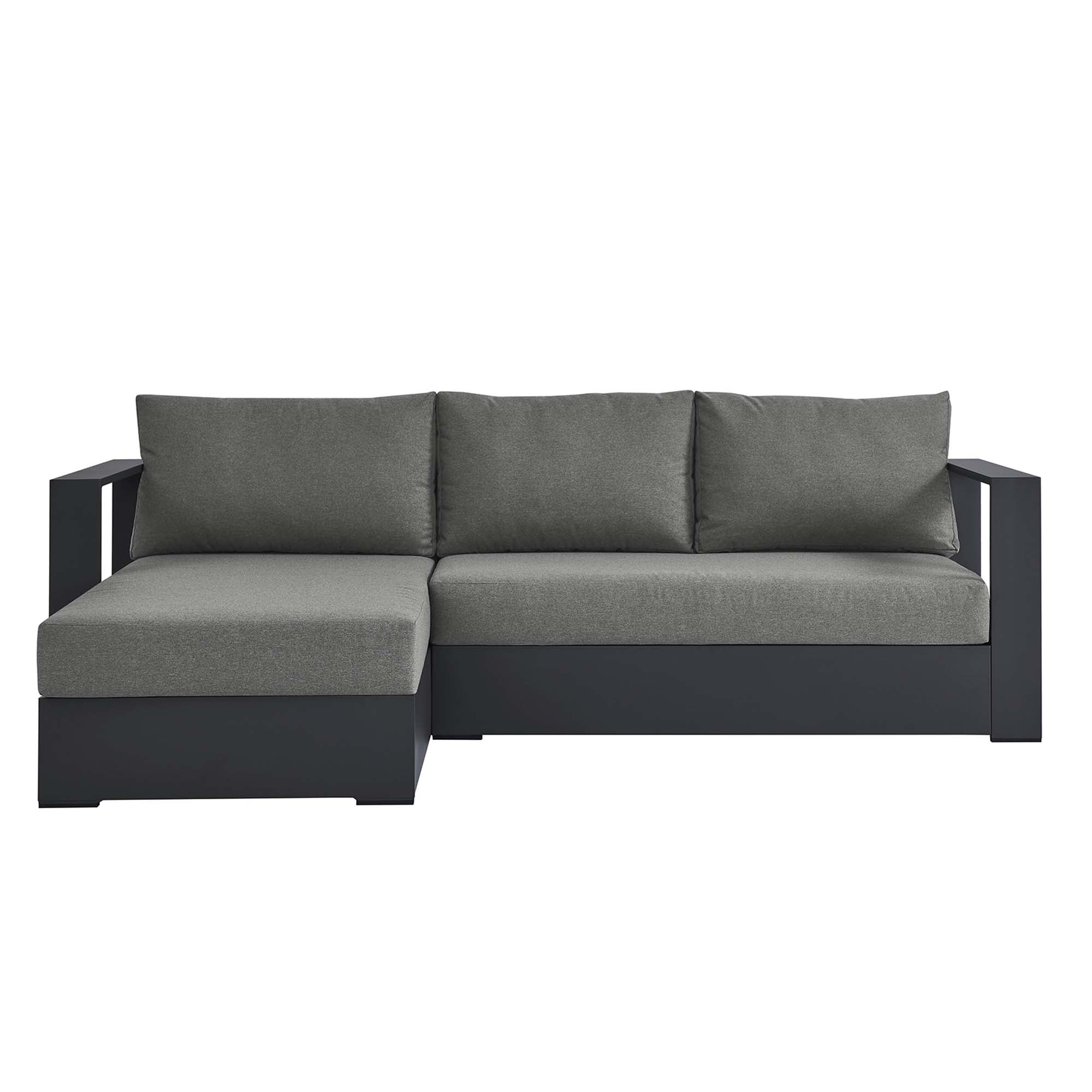modern 2-Piece Outdoor Patio Powder-Coated Aluminum Left-Facing Chaise Sectional Sofa Set