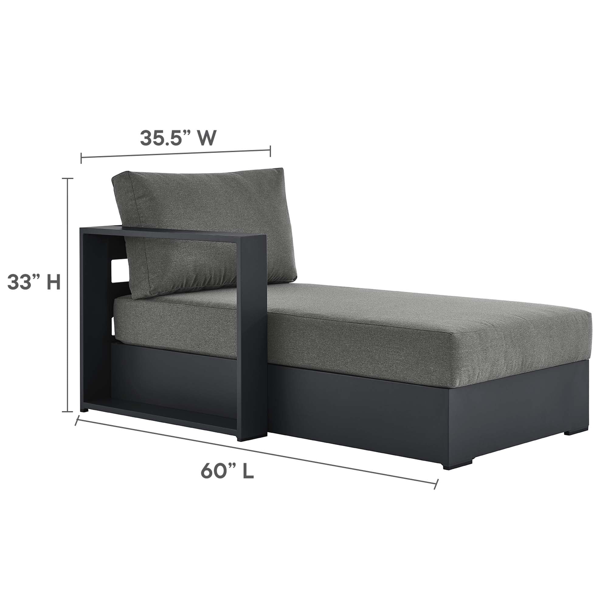modern 2-Piece Outdoor Patio Powder-Coated Aluminum Left-Facing Chaise Sectional Sofa Set