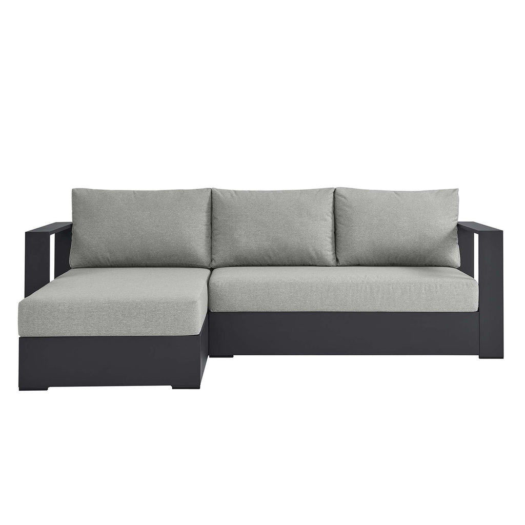 modern 2-Piece Outdoor Patio Powder-Coated Aluminum Left-Facing Chaise Sectional Sofa Set