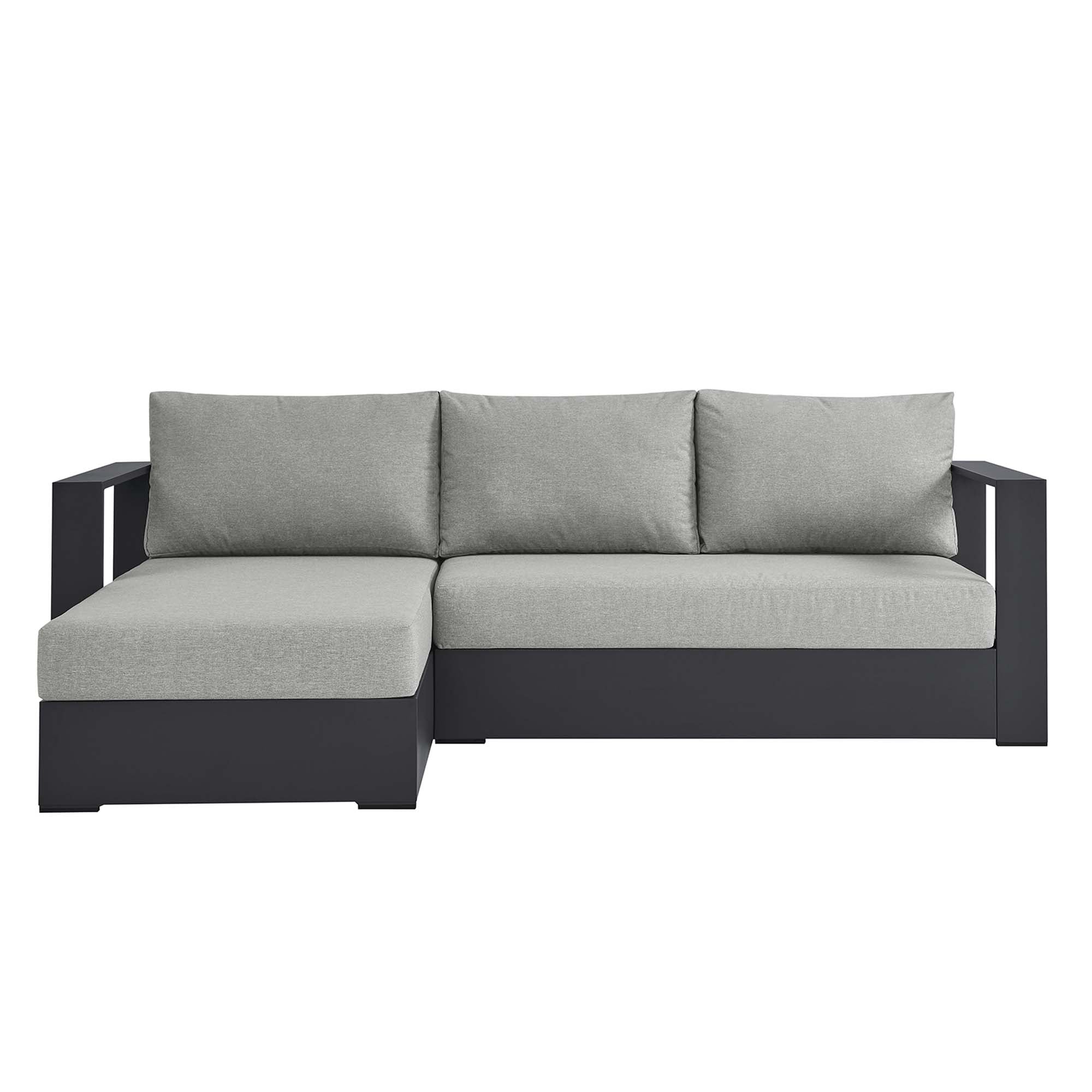 modern 2-Piece Outdoor Patio Powder-Coated Aluminum Left-Facing Chaise Sectional Sofa Set