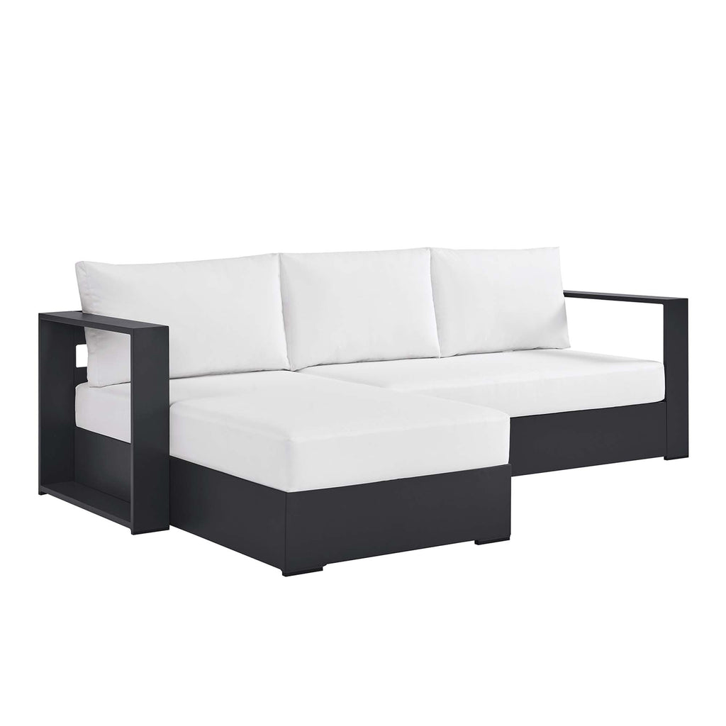 modern 2-Piece Outdoor Patio Powder-Coated Aluminum Left-Facing Chaise Sectional Sofa Set