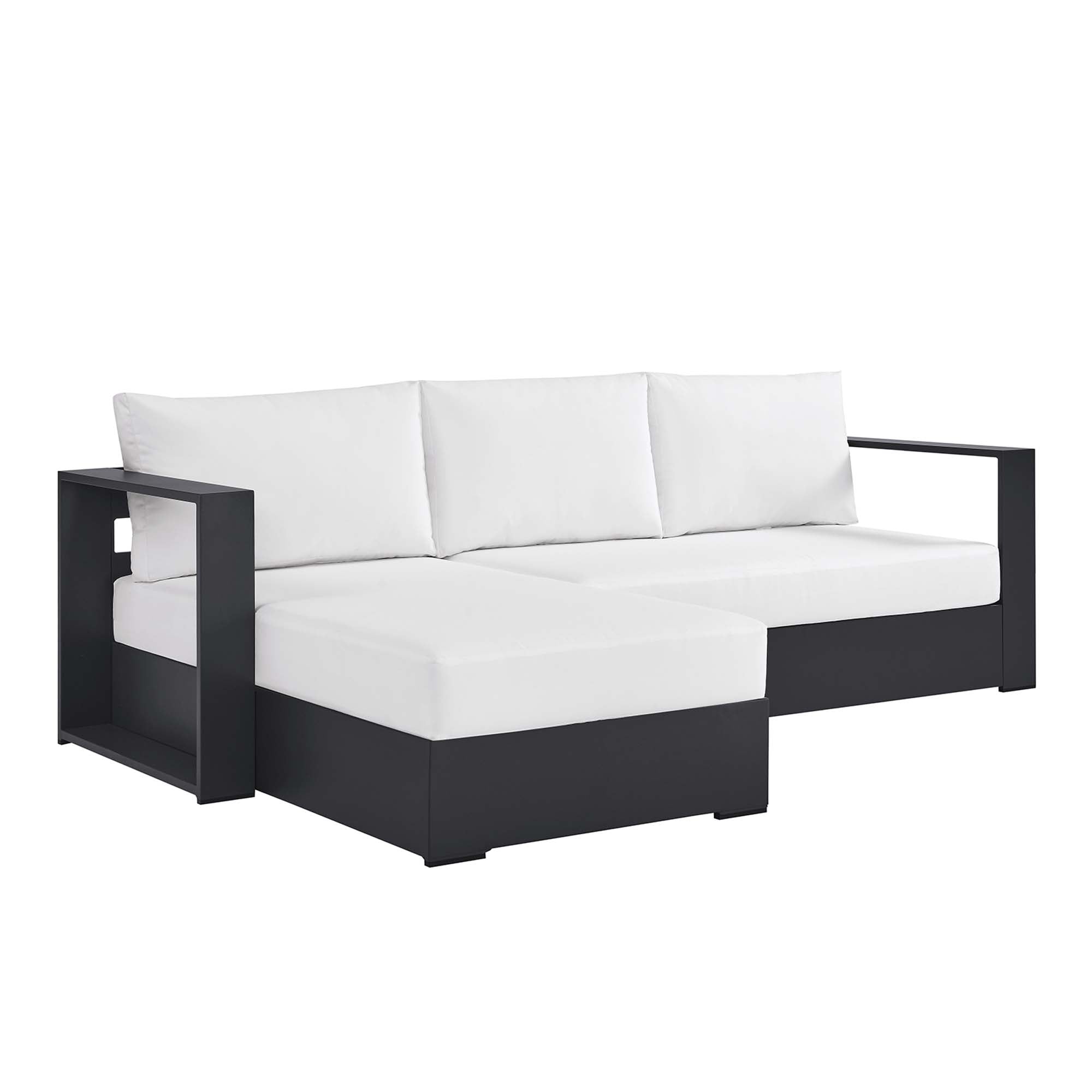 modern 2-Piece Outdoor Patio Powder-Coated Aluminum Left-Facing Chaise Sectional Sofa Set